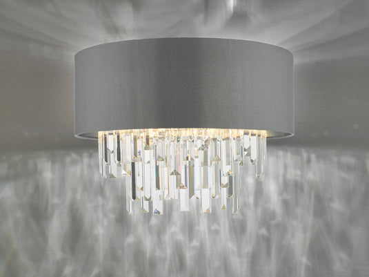 Dar Lighting HAL5439 Halle 4 Light Flush Grey Shade Crystal - 36939