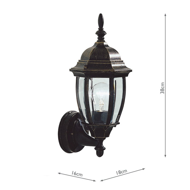 Load image into Gallery viewer, Dar Lighting HAM162235 Hambro Uplighter Wall Bracket Black Gold IP43 - 35121

