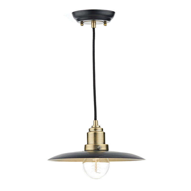 Load image into Gallery viewer, Dar Lighting HAN0154 Hannover 1 Light Pendant Black Antique Brass - 19267
