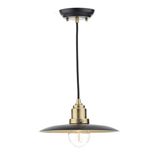 Dar Lighting HAN0154 Hannover 1 Light Pendant Black Antique Brass - 19267