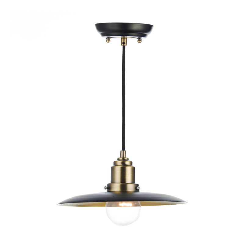 Load image into Gallery viewer, Dar Lighting HAN0154 Hannover 1 Light Pendant Black Antique Brass - 19267
