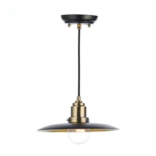 Dar Lighting HAN0154 Hannover 1 Light Pendant Black Antique Brass - 19267