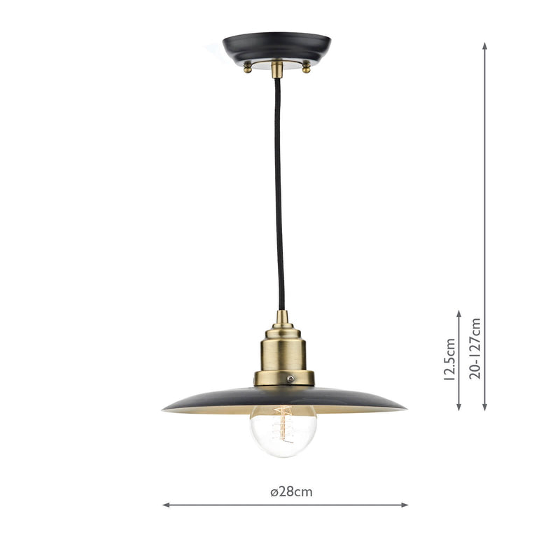 Load image into Gallery viewer, Dar Lighting HAN0154 Hannover 1 Light Pendant Black Antique Brass - 19267
