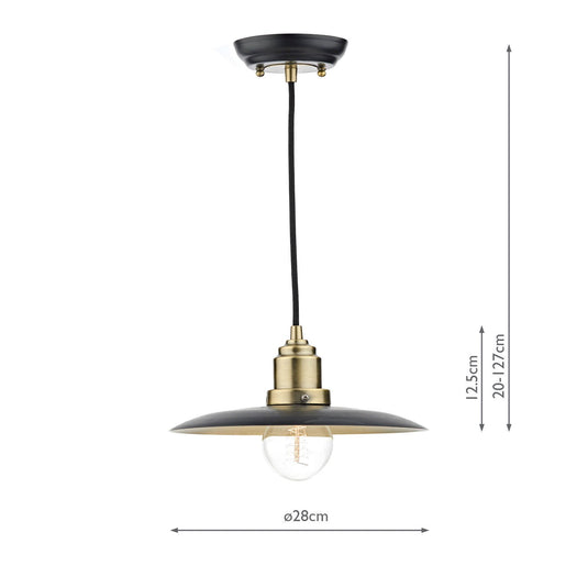 Dar Lighting HAN0154 Hannover 1 Light Pendant Black Antique Brass - 19267