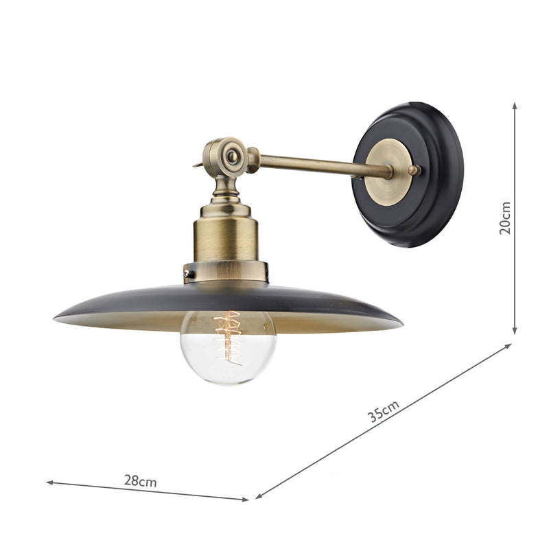 Load image into Gallery viewer, Dar Lighting HAN0754 Hannover 1 Light Wall Bracket Black Antique Brass - 35122
