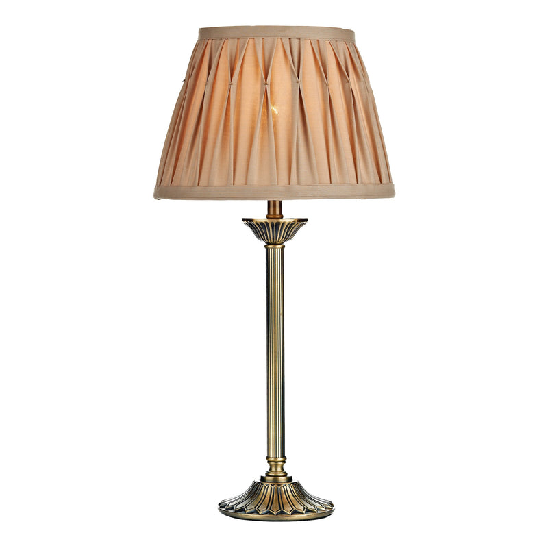 Load image into Gallery viewer, Dar Lighting HAT4275 Hatton Table Lamp Antique Brass complete with Shade - 18809
