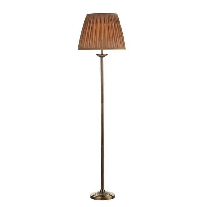 Dar Lighting HAT4975 Hatton Floor Lamp Antique Brass complete with Shade - 18810