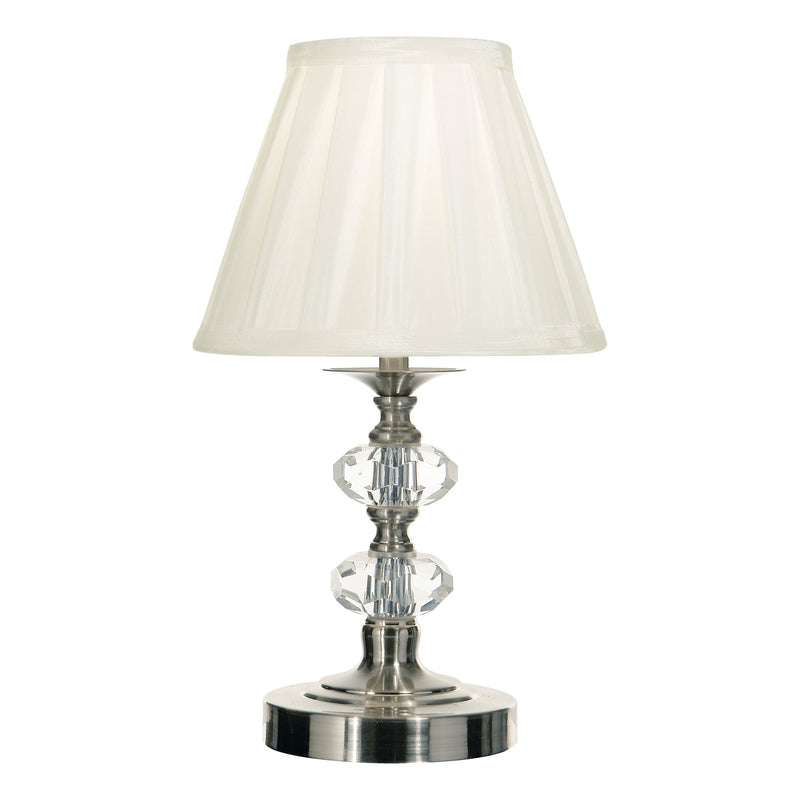 Load image into Gallery viewer, Dar Lighting HAZ4046 Hazel Touch Table Lamp Satin Chrome Crystal complete with Shade - 12990
