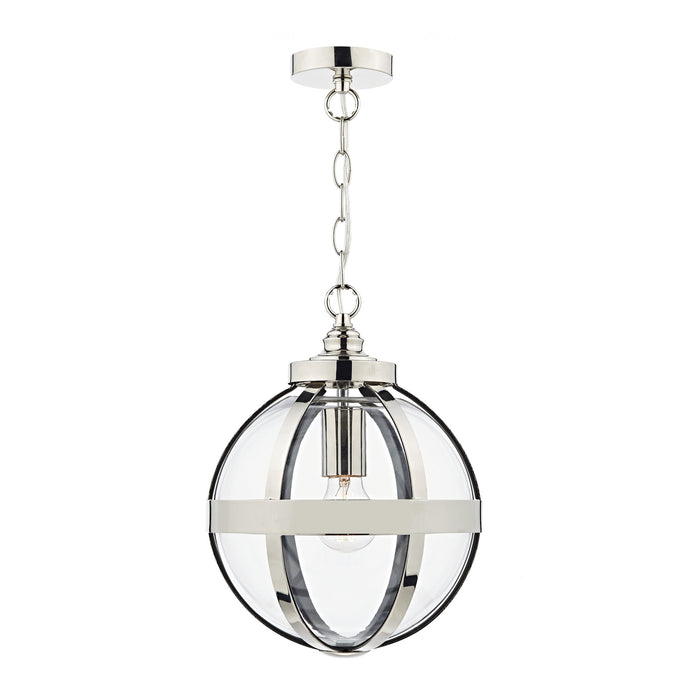 Dar Lighting HEA0138 Heath 1 Light Pendant Polished Nickel - 20027