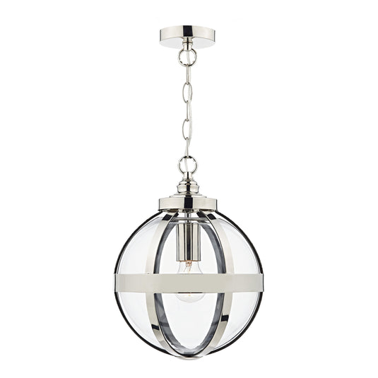 Dar Lighting HEA0138 Heath 1 Light Pendant Polished Nickel - 20027