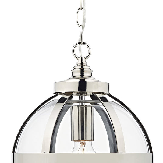 Dar Lighting HEA0138 Heath 1 Light Pendant Polished Nickel - 20027