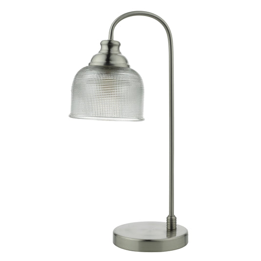 Dar Lighting HEC4238 Hector Table Lamp Satin Nickel Decorative Glass - 37139