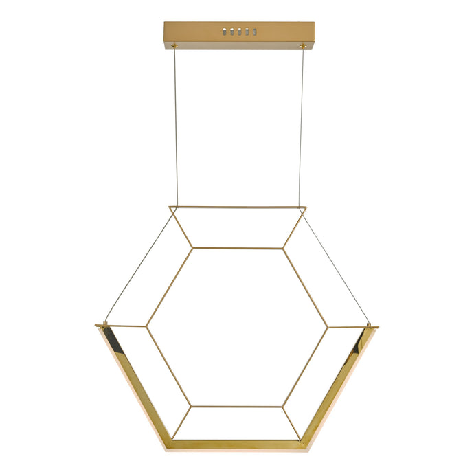 Dar Lighting HEX0135 Hexagon 1lt Pendant Gold LED - 35125