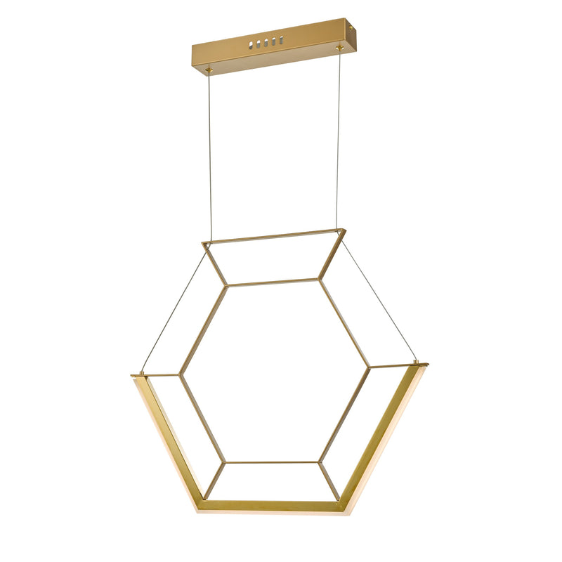 Load image into Gallery viewer, Dar Lighting HEX0135 Hexagon 1lt Pendant Gold LED - 35125
