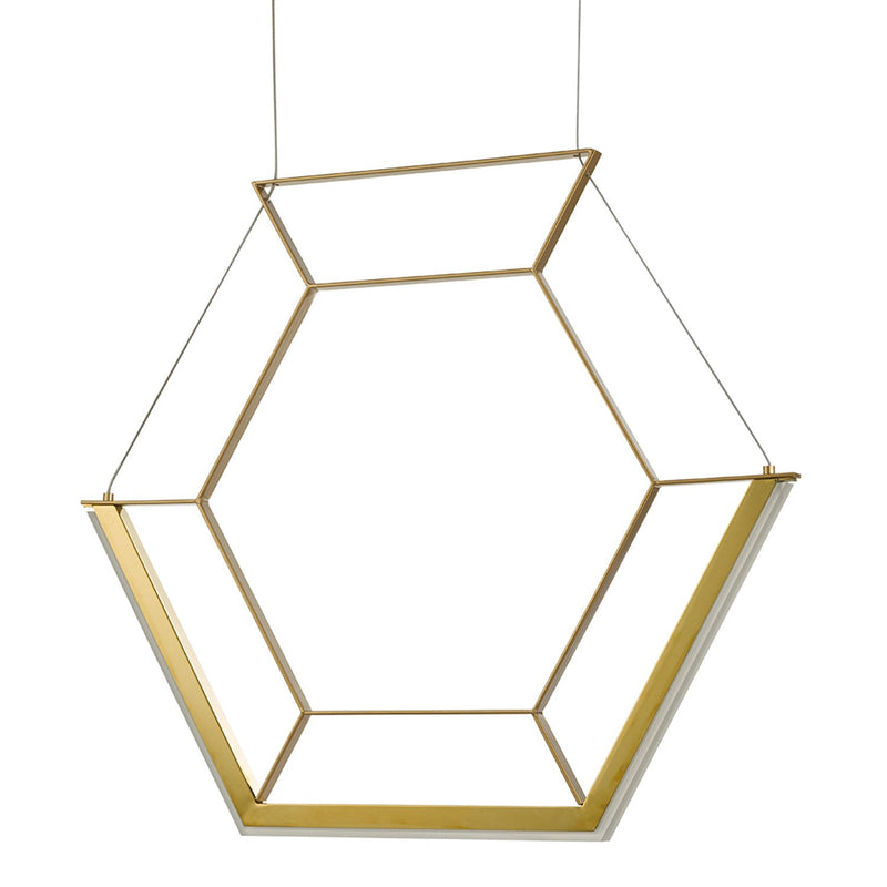 Load image into Gallery viewer, Dar Lighting HEX0135 Hexagon 1lt Pendant Gold LED - 35125
