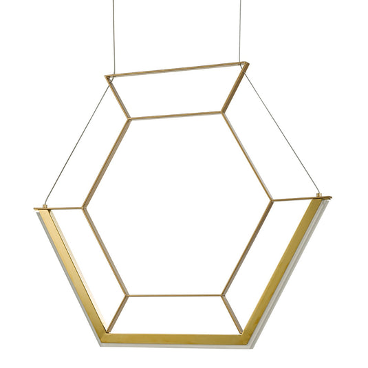 Dar Lighting HEX0135 Hexagon 1lt Pendant Gold LED - 35125