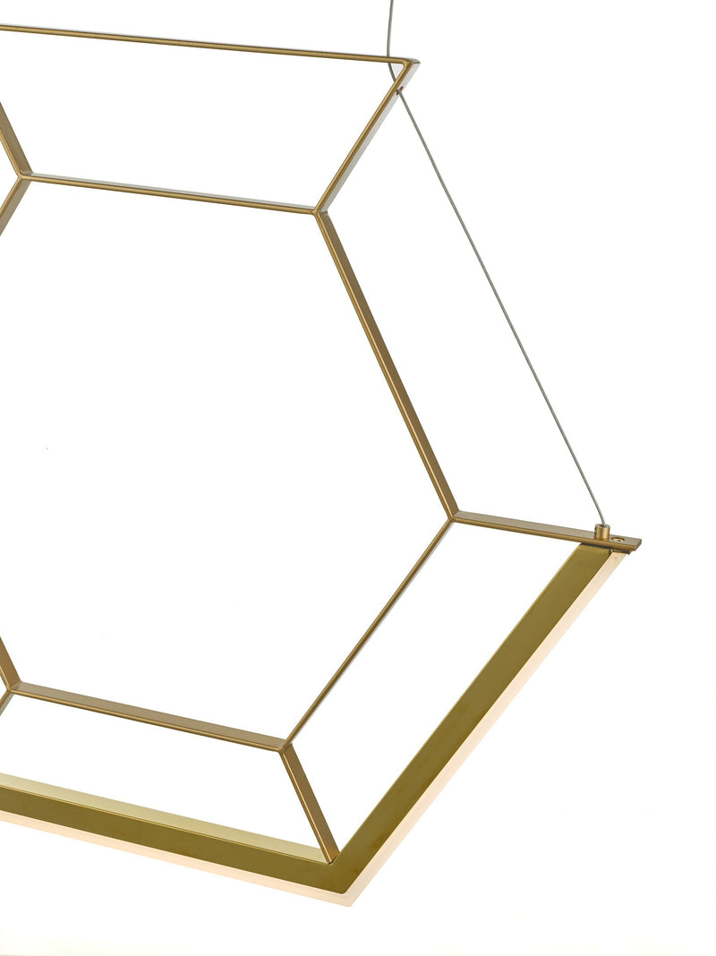 Load image into Gallery viewer, Dar Lighting HEX0135 Hexagon 1lt Pendant Gold LED - 35125
