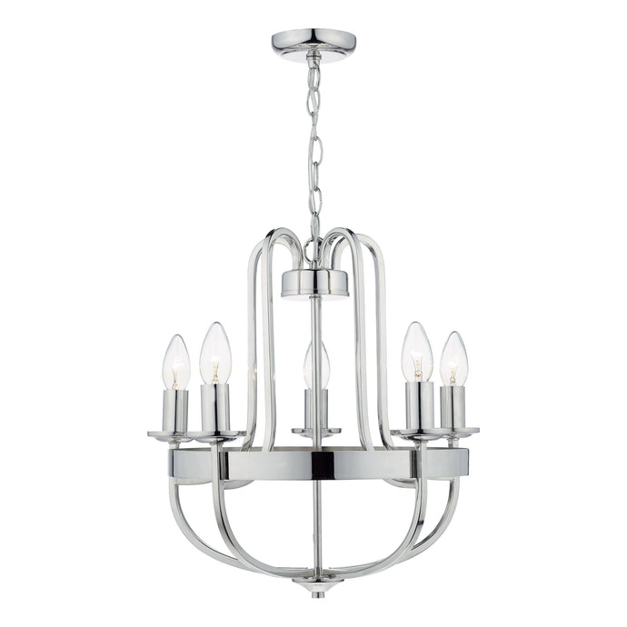 Dar Lighting HEY0538 Heythrope 5 Light Pendant Polished Nickel - 35129