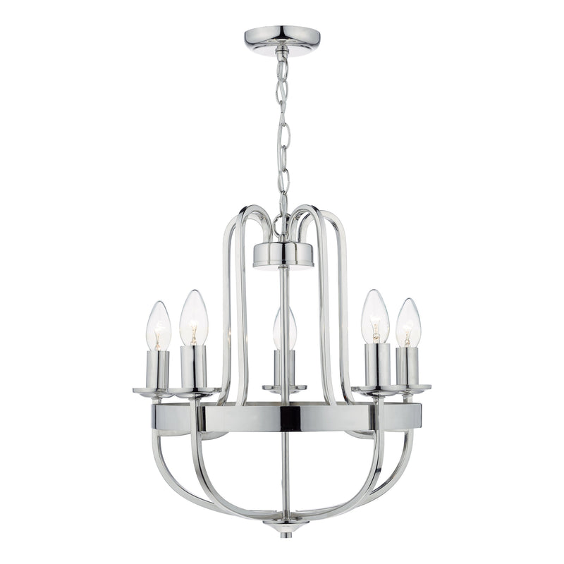 Load image into Gallery viewer, Dar Lighting HEY0538 Heythrope 5 Light Pendant Polished Nickel - 35129
