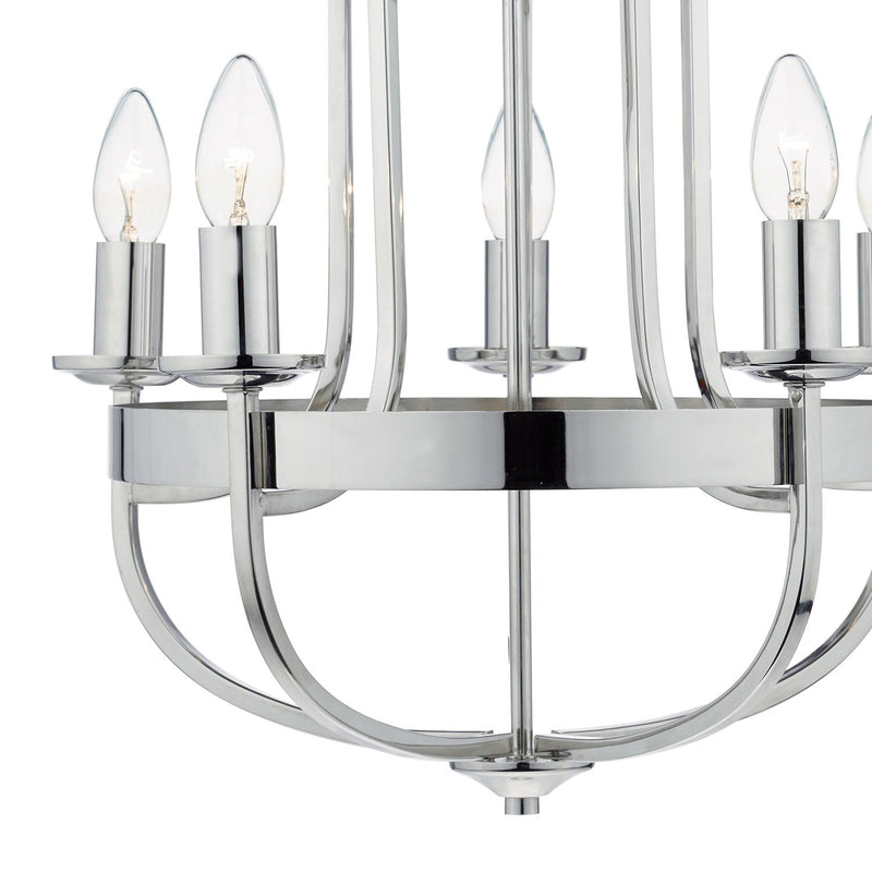 Load image into Gallery viewer, Dar Lighting HEY0538 Heythrope 5 Light Pendant Polished Nickel - 35129
