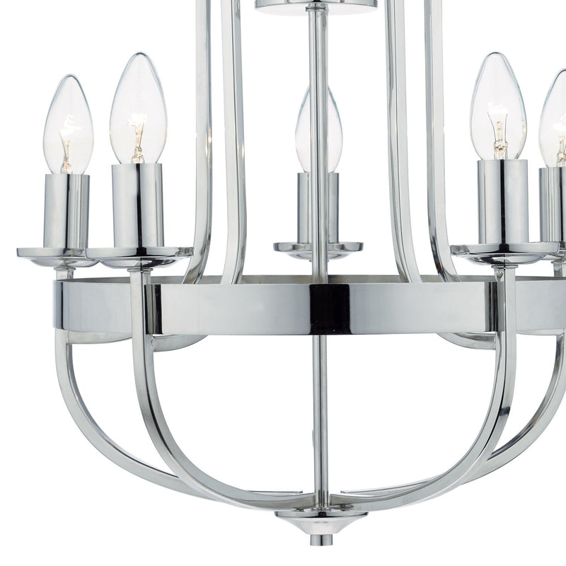 Load image into Gallery viewer, Dar Lighting HEY0538 Heythrope 5 Light Pendant Polished Nickel - 35129

