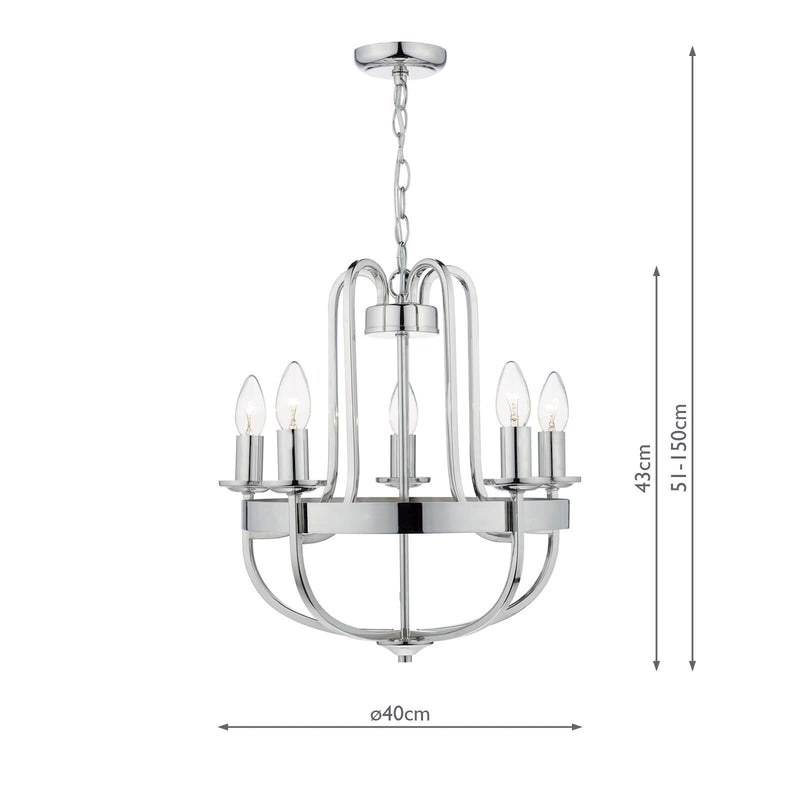 Load image into Gallery viewer, Dar Lighting HEY0538 Heythrope 5 Light Pendant Polished Nickel - 35129

