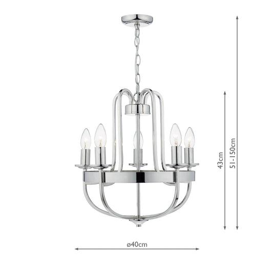 Dar Lighting HEY0538 Heythrope 5 Light Pendant Polished Nickel - 35129
