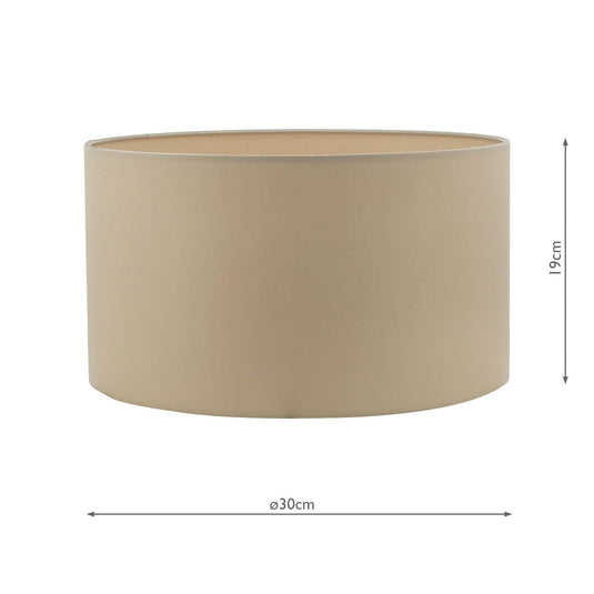Dar Lighting HIL1229 Hilda Taupe Faux Silk Drum Shade 30cm - 35133