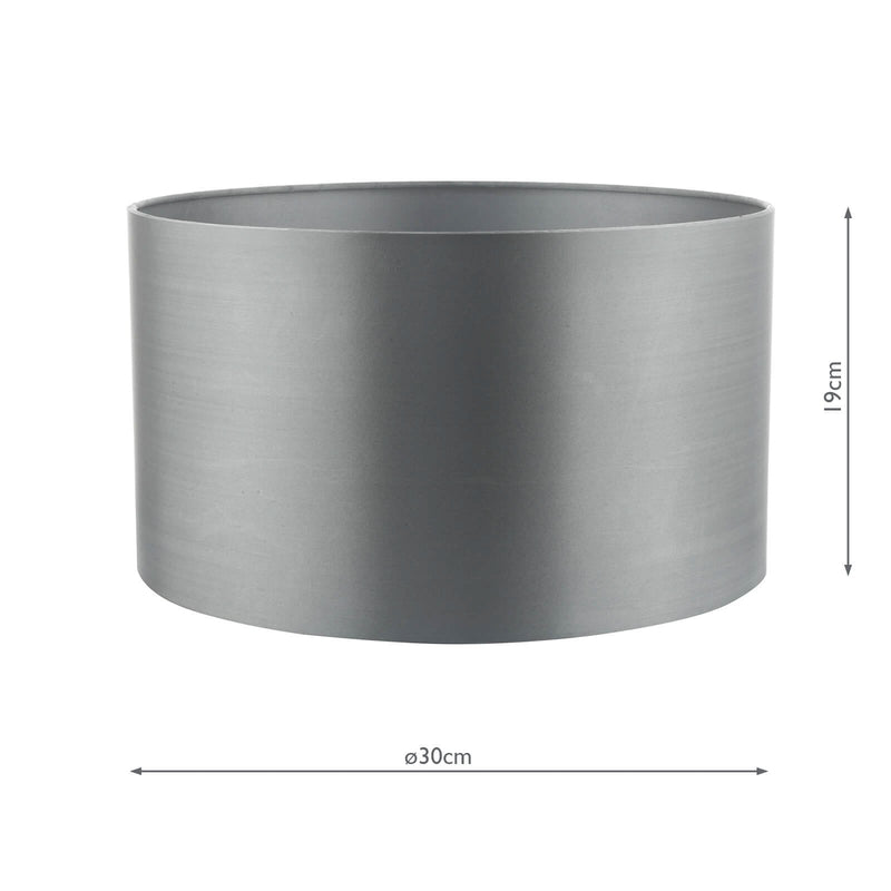 Load image into Gallery viewer, Dar Lighting HIL1239 Hilda Grey Faux Silk Drum Shade 30cm - 35134
