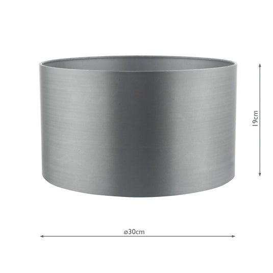 Dar Lighting HIL1239 Hilda Grey Faux Silk Drum Shade 30cm - 35134