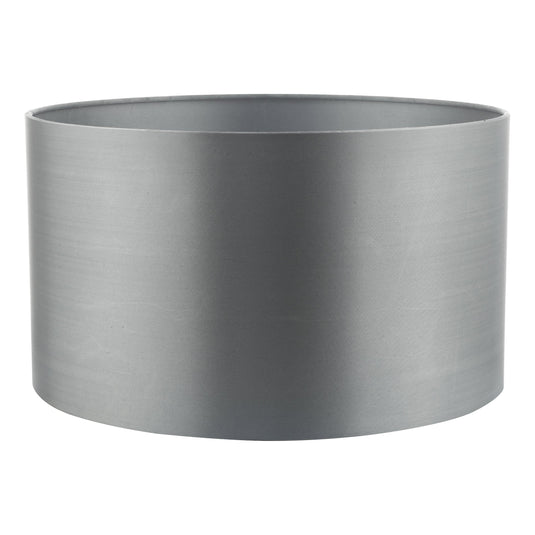 Dar Lighting HIL1639 Hilda Grey Faux Silk Drum Shade 40cm - 35139