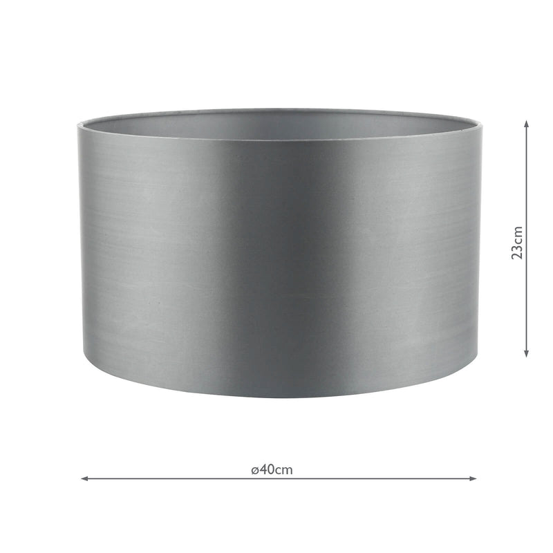 Load image into Gallery viewer, Dar Lighting HIL1639 Hilda Grey Faux Silk Drum Shade 40cm - 35139
