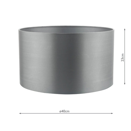 Dar Lighting HIL1639 Hilda Grey Faux Silk Drum Shade 40cm - 35139