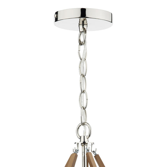 Dar Lighting HOT0538 Hotel 5 Light Pendant Polished Nickel Wood - 35143