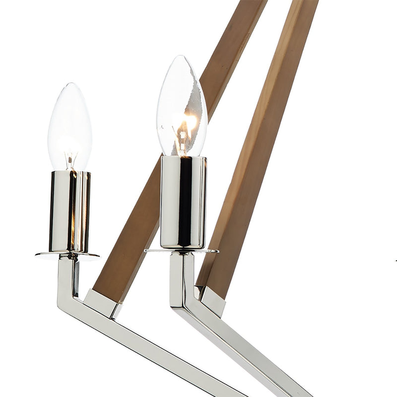 Load image into Gallery viewer, Dar Lighting HOT0538 Hotel 5 Light Pendant Polished Nickel Wood - 35143
