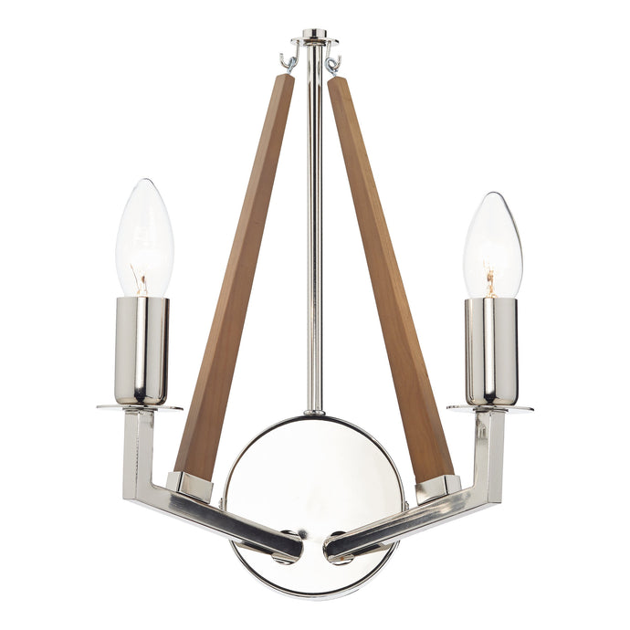 Dar Lighting HOT0938 Hotel Double Wall Bracket Polished Nickel Wood - 35144