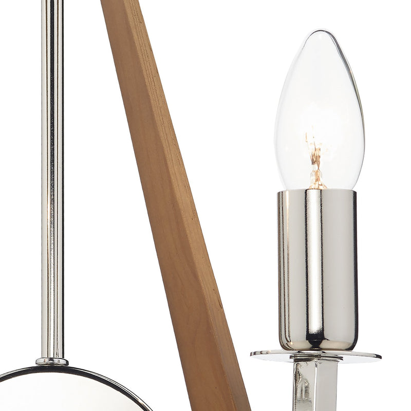 Load image into Gallery viewer, Dar Lighting HOT0938 Hotel Double Wall Bracket Polished Nickel Wood - 35144
