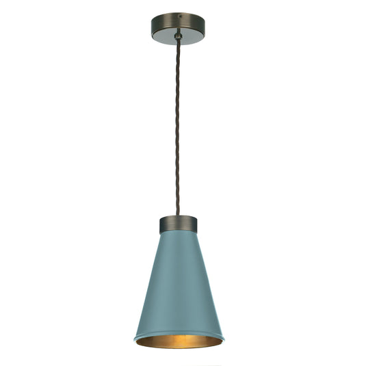 David Hunt Lighting HYD0106AB HYDE Single pendant Antique brass/ River blue metal shade DHL