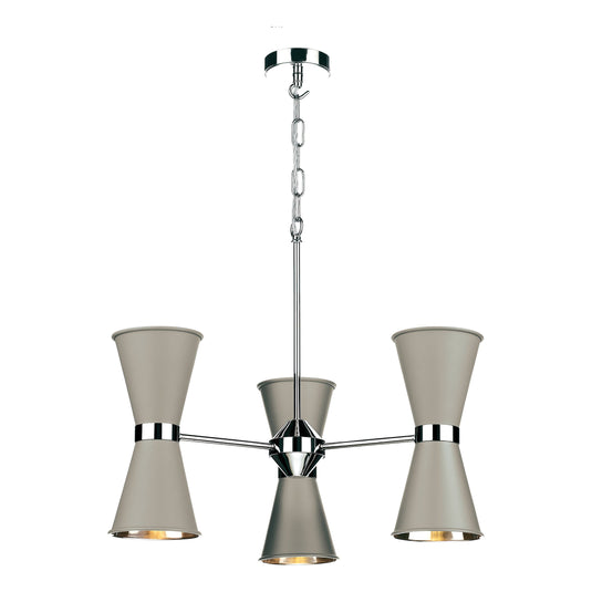 David Hunt Lighting HYD0639C Hyde 6 Light Pendant in Chrome comes with Powder Grey metal shade