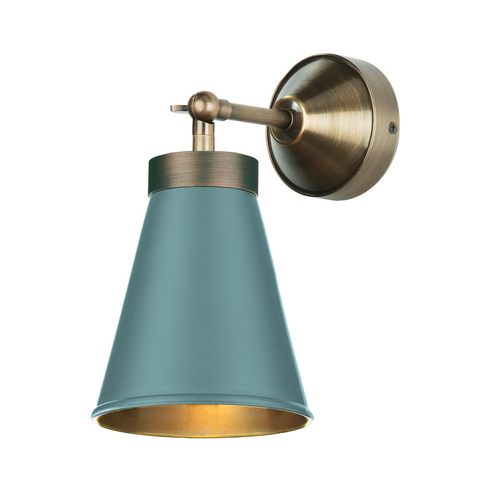 David Hunt Lighting HYD0706AB HYDE single wall light Antique brass / River blue metal shade DHL