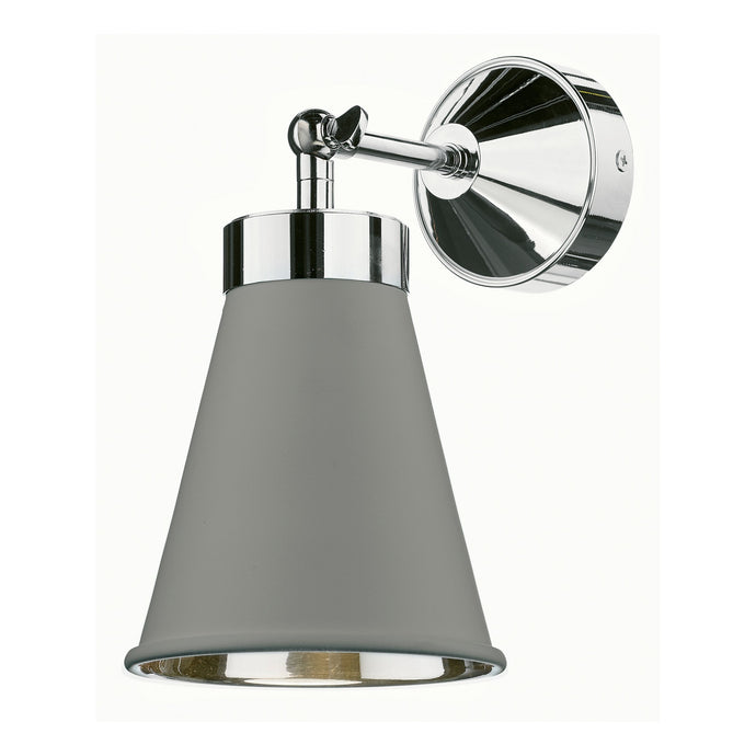 David Hunt Lighting HYD0739C Hyde Single Wall Light in Chrome comes with Powder Grey metal shade