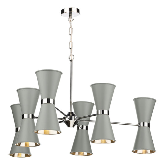 David Hunt Lighting HYD1239C Hyde 12 Light pendant in Chrome comes with Powder Grey metal shades