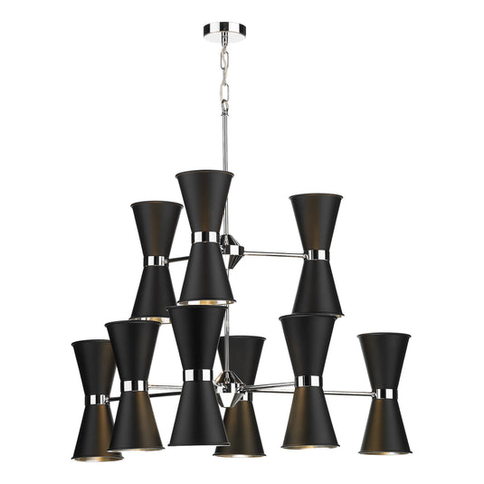 David Hunt Lighting HYD1822C Hyde 18 Light pendant in Chrome comes with Black metal shades