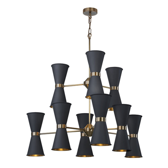 David Hunt Lighting HYD1823AB HYDE 18 light pendant Antique brass / Smoke blue metal shade DHL