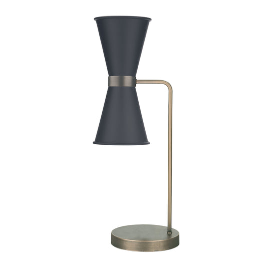David Hunt Lighting HYD4223AB HYDE Table lamp Antique brass / Smoke blue metal shade DHL