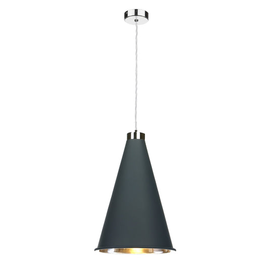 David Hunt Lighting HYD8623C HYDE 1 light large pendant in chrome/smoke blue