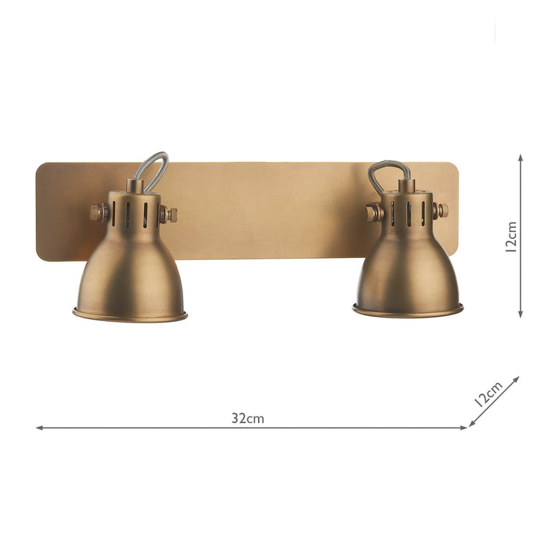 Load image into Gallery viewer, Dar Lighting IDA7775 Idaho 2 Light Bar Spot GU10 Natural Brass - 18219
