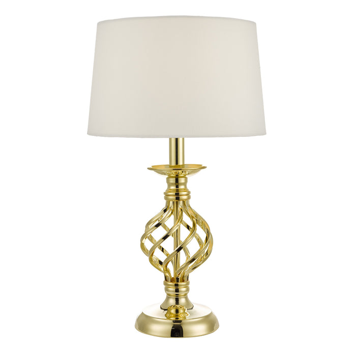 Dar Lighting IFF4135 Iffley Touch Table Lamp Gold Cage Twist Base With Shade - Small - 20909