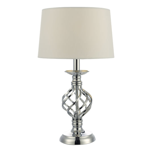 Dar Lighting IFF4150 Iffley Touch Table Lamp Polished Chrome Twist Cage Base Complete With Shade Small - 20908