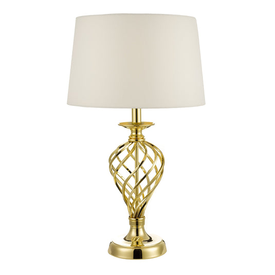 Dar Lighting IFF4335 Iffley Touch Table Lamp Gold Cage Base Complete With Shade Large - 20911